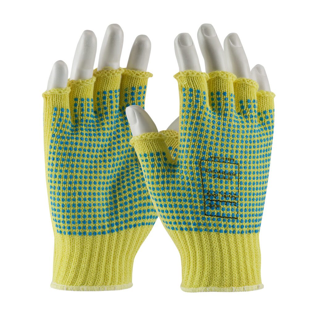 PIP Kut Gard® Seamless Knit Kevlar® Glove with Double-Sided PVC Dot Grip - Half-Finger