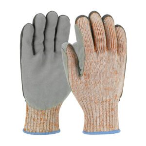 PIP Scrap King™ Seamless Knit PolyKor Blended Glove with Split Cowhide Leather Palm and Aramid Stitching - Vend-Ready