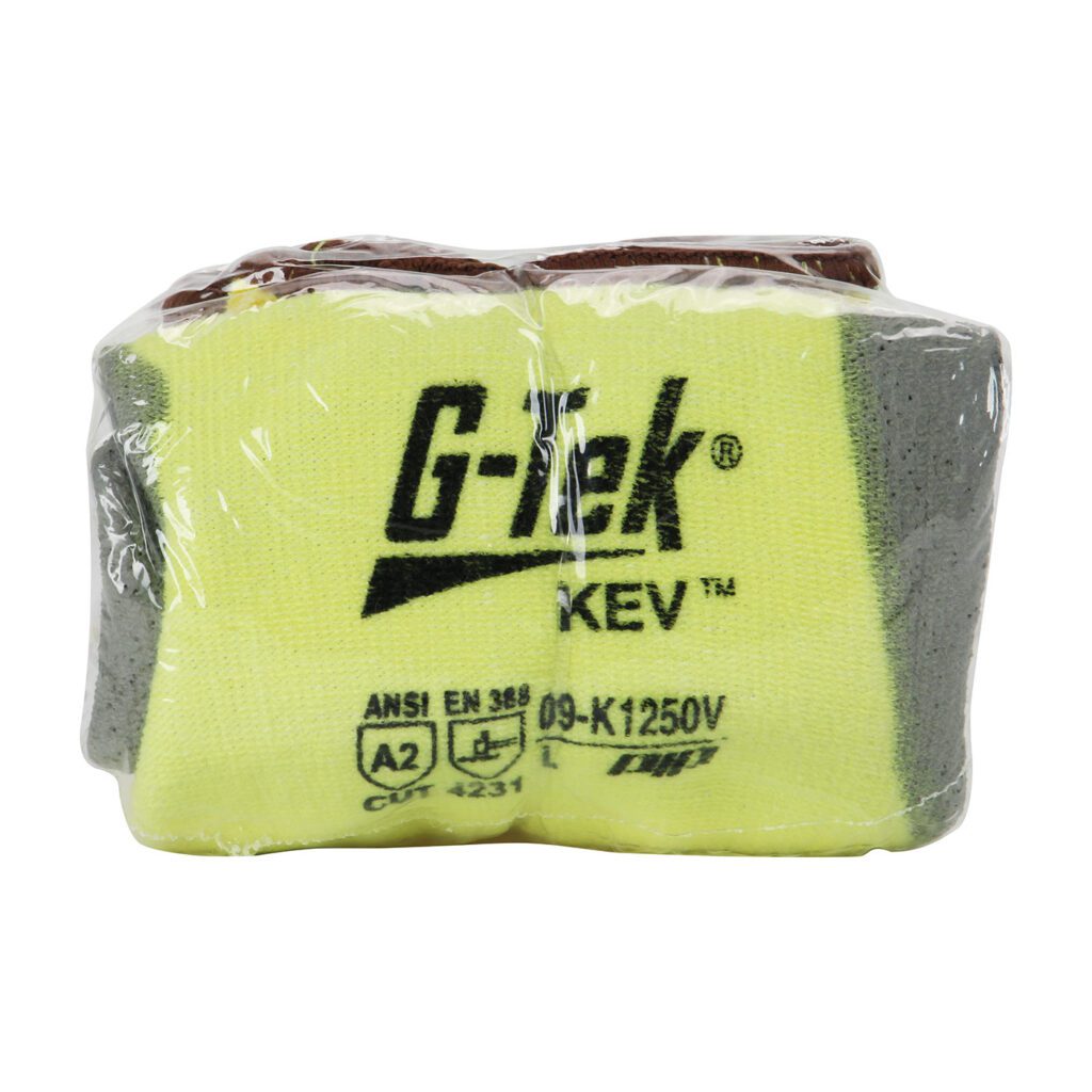 PIP G-Tek® KEV™ Seamless Knit Kevlar® / Elastane Glove with Polyurethane Coated Flat Grip on Palm & Fingers - Vend-Ready - 6 Pack