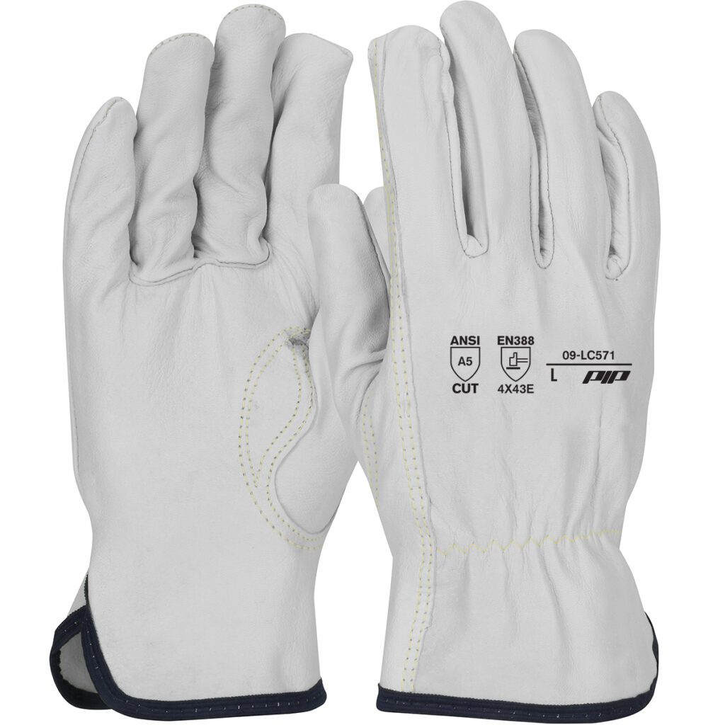 PIP® Economy Grade Top Grain Goatskin Leather Drivers Glove with HPPE Blended Lining - Keystone Thumb