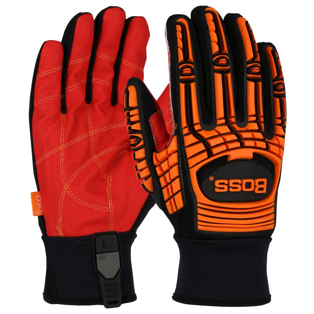 Boss® Red PVC Grip Palm and Spandex Back – TPR Impact Protection - 6 Pack