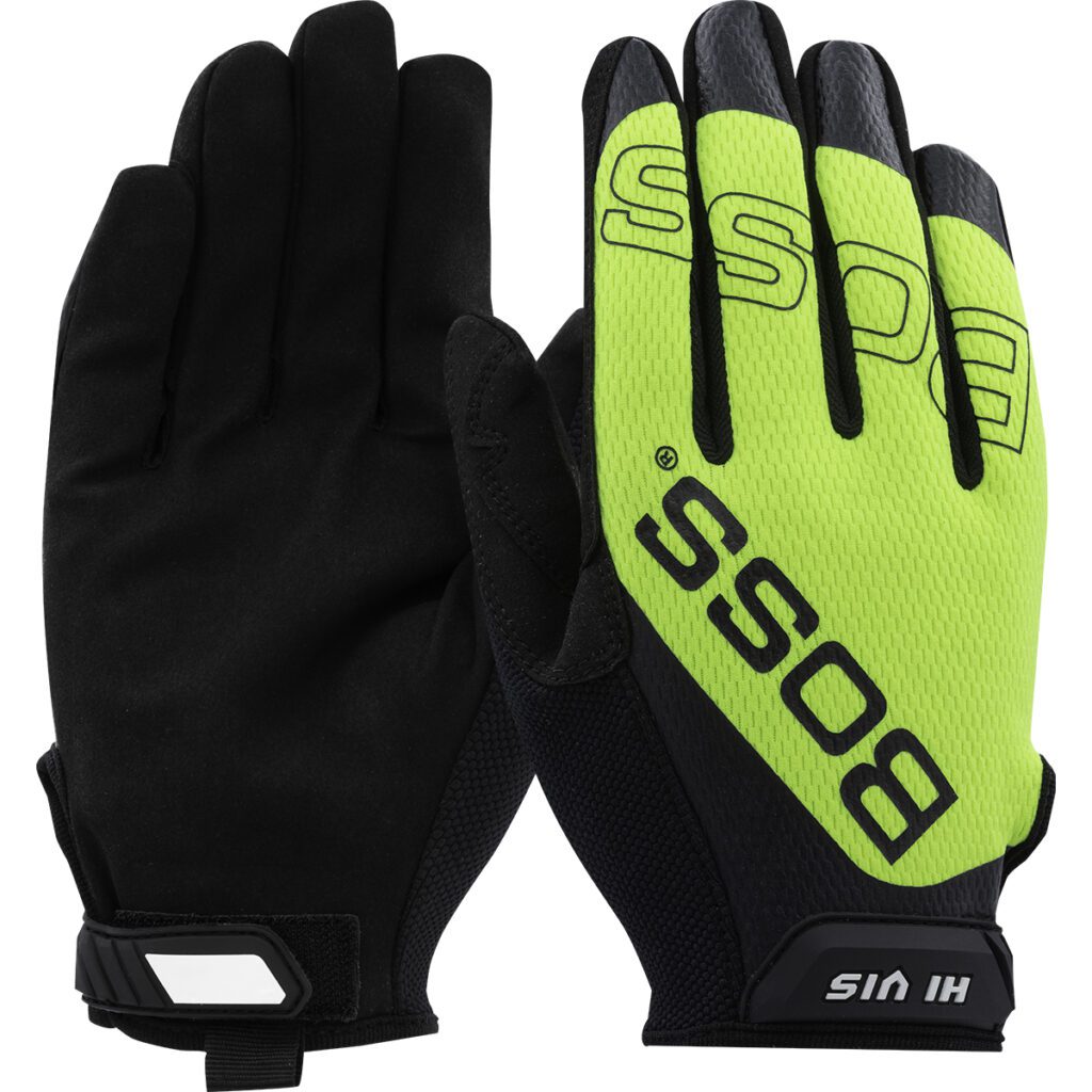 Boss® Synthetic Microfiber Palm with Hi-Vis Mesh Fabric Back - 12 Pack