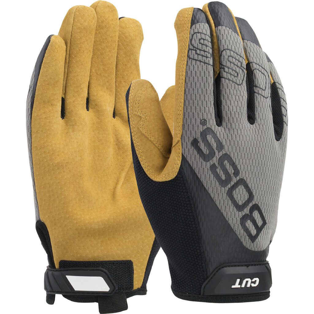 Boss® Premium Pigskin Leather Palm with Mesh Fabric Back and Para-Aramid Cut Lining