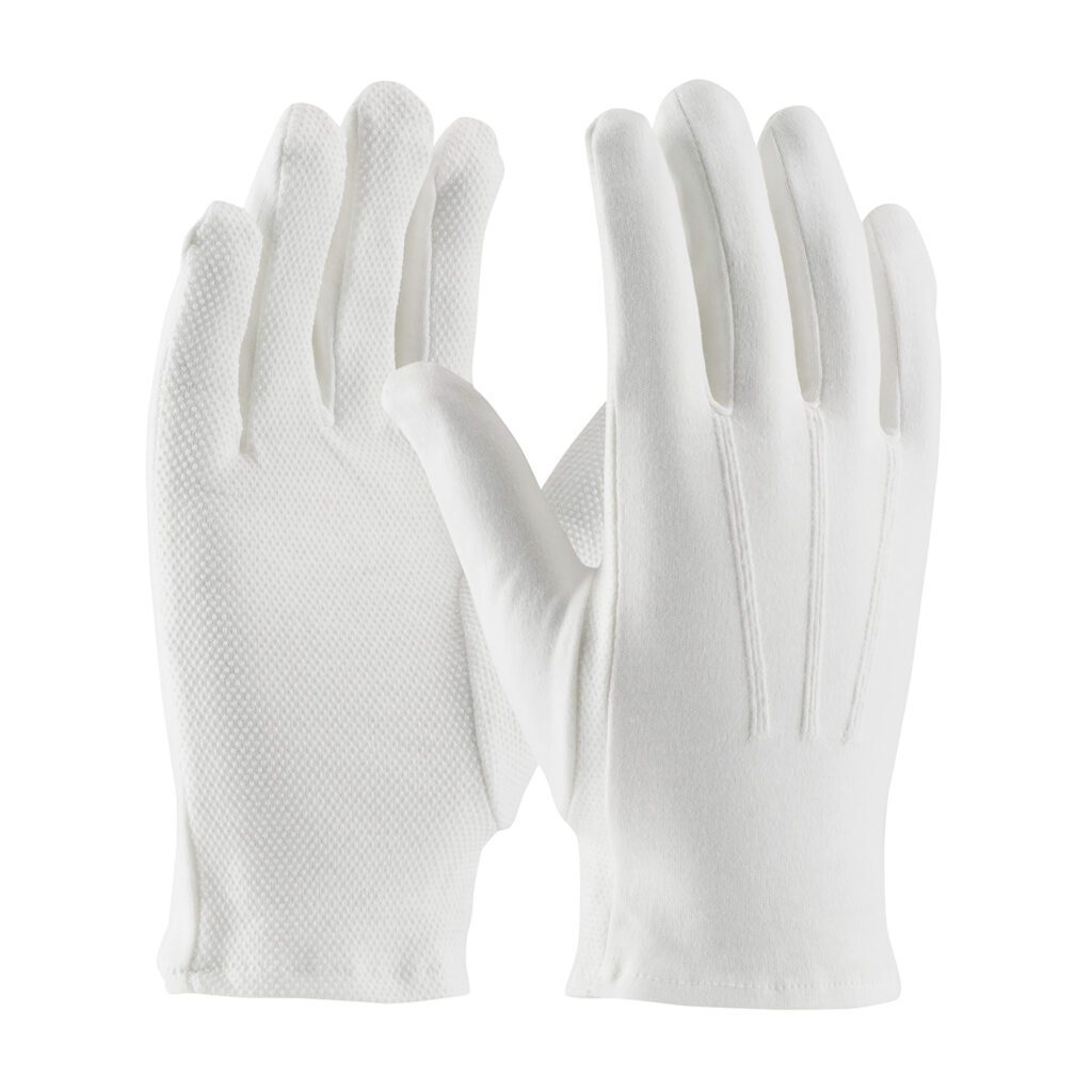 PIP Cabaret™ 100% Cotton Dress Glove, Dotted Palm with Raised Stitching on Back - Open Cuff