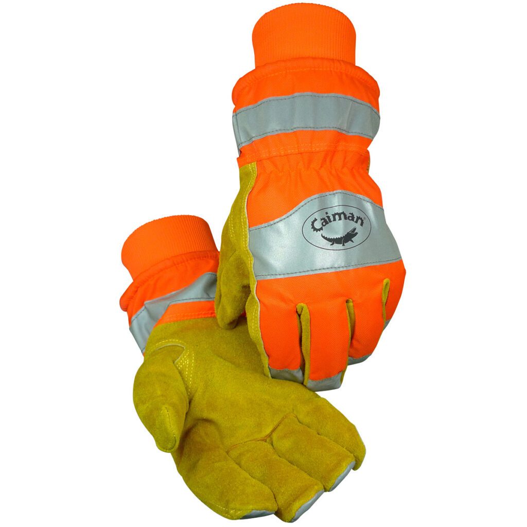 Caiman® Cowhide Leather Palm Glove with Hi-Vis Back - Heatrac® Insulation
