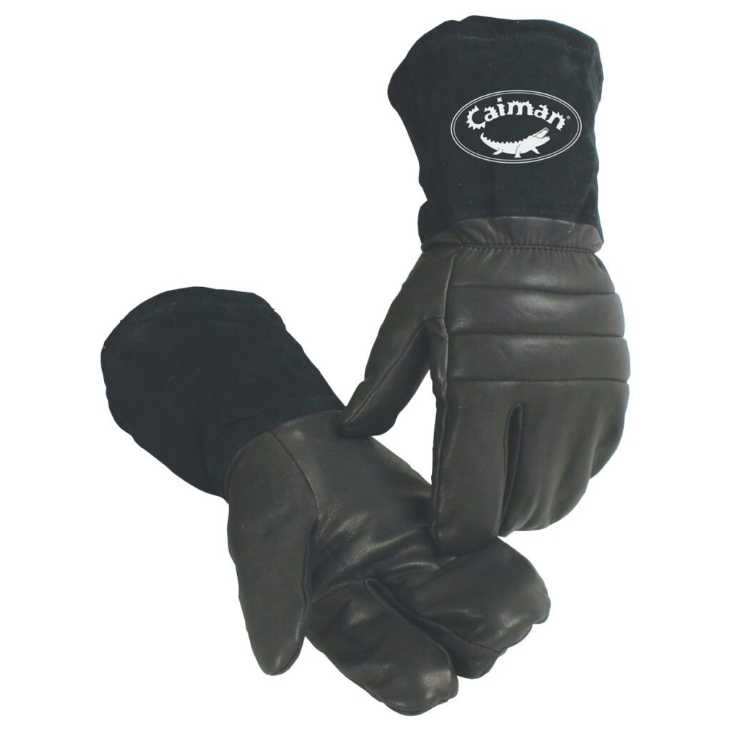 Caiman® Goat Grain Leather Glove with Polapile™ Insulation - Gauntlet Split Cowhide Cuff