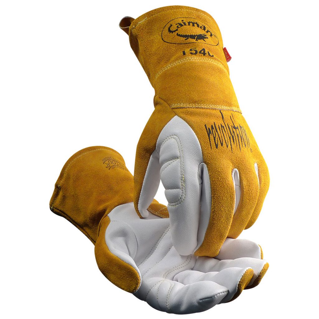 Caiman® Premium Goat Grain TIG/Multi-Task Welder's Glove with Split Cowhide Back - 4" Kontour Wrist™ Cuff