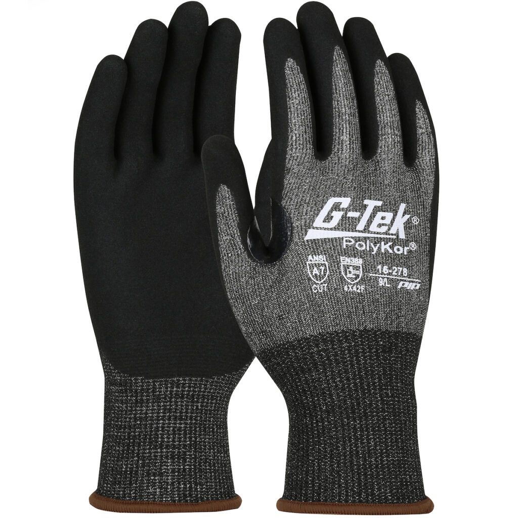 G-Tek® PolyKor® X7™ Seamless Knit PolyKor® X7™ Blended Glove with Nitrile Coated MicroSurface Grip on Palm & Fingers - Touchscreen Compatible