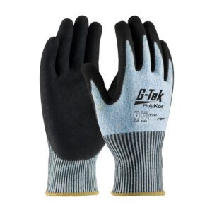 G-Tek® PolyKor® Seamless Knit PolyKor® Blended Glove with Double-Dipped Nitrile Coated MicroSurface Grip on Palm & Fingers