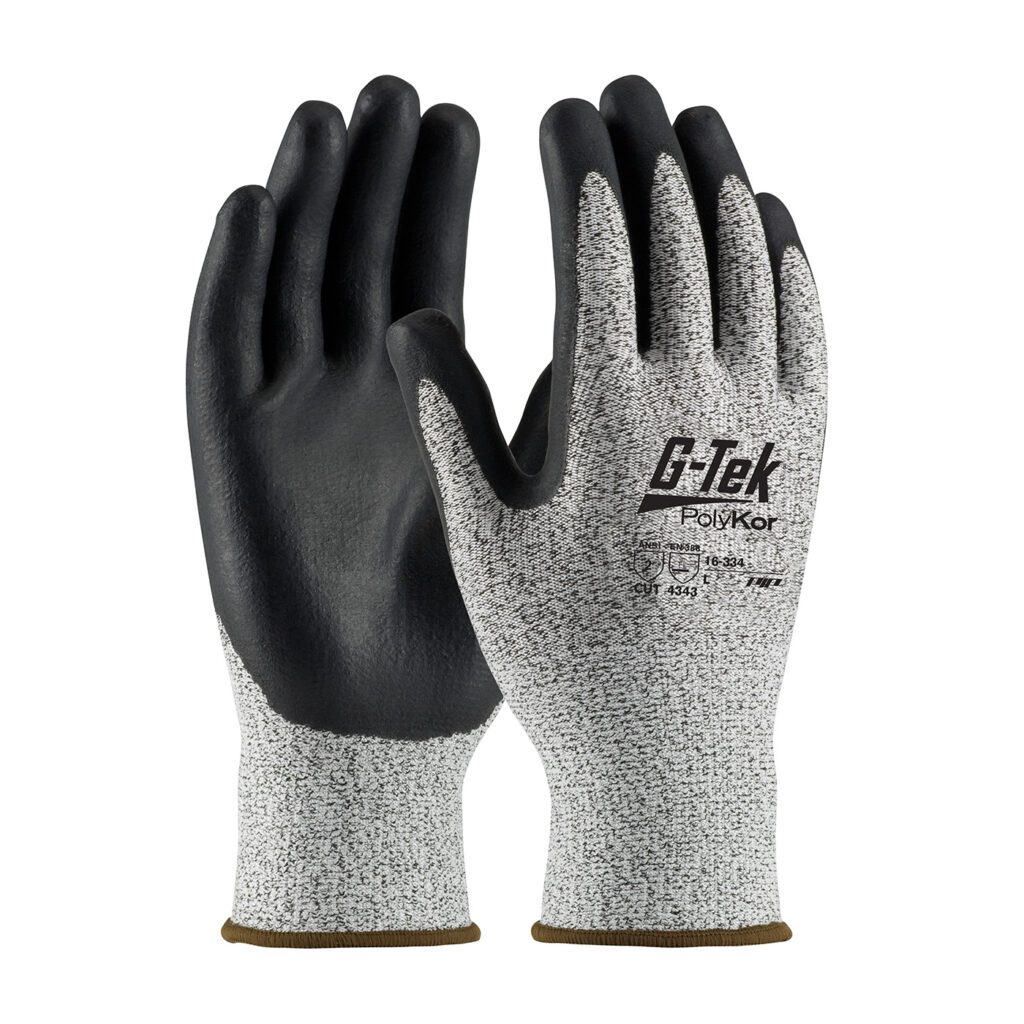G-Tek® PolyKor® Seamless Knit PolyKor® Blended Glove with Nitrile Coated Foam Grip on Palm & Fingers