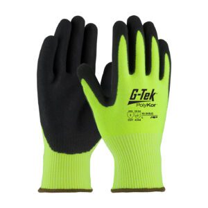 G-Tek® PolyKor® Hi-Vis Seamless Knit PolyKor® Blended Glove with Double-Dipped Nitrile Coated MicroSurface Grip on Palm & Fingers