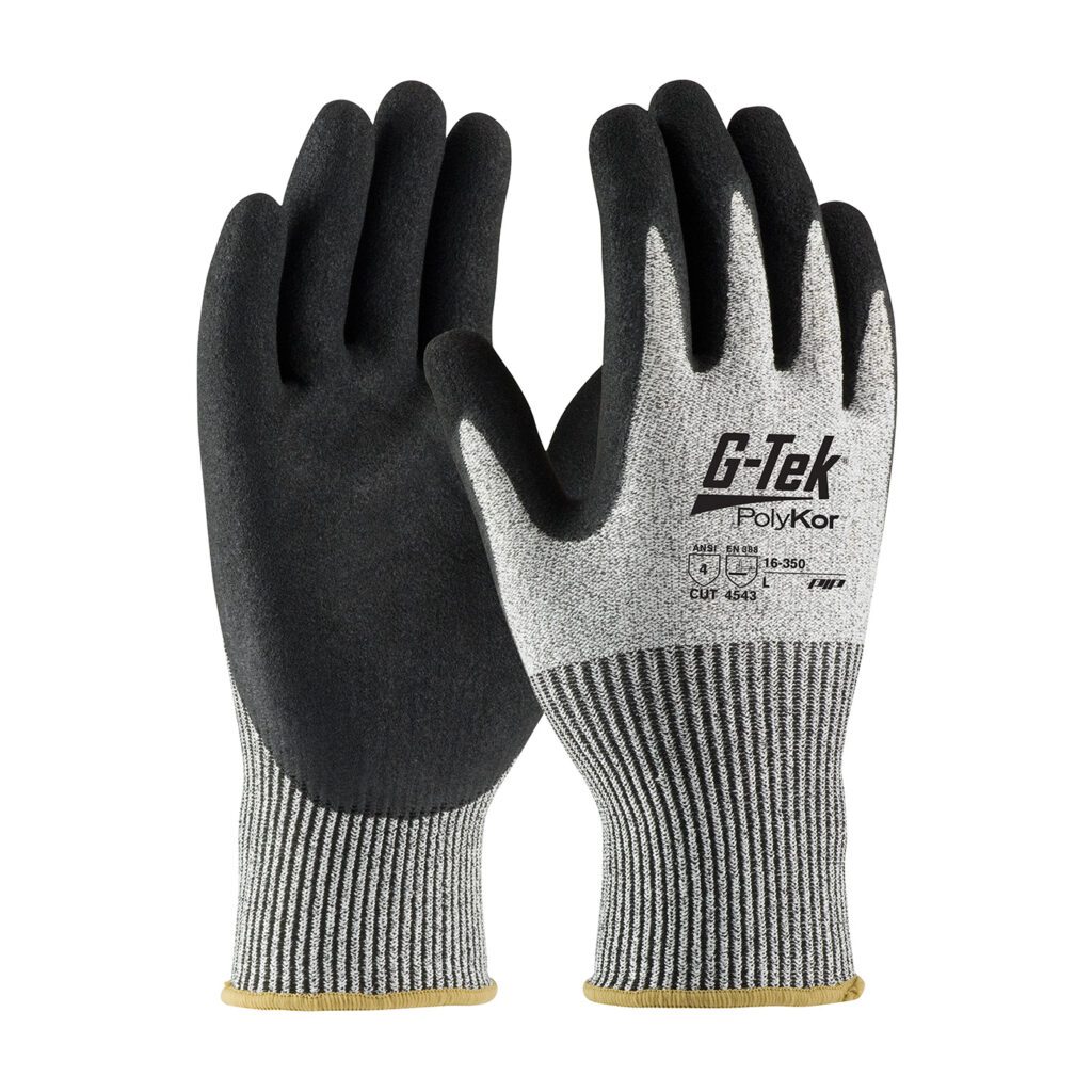 G-Tek® PolyKor® Seamless Knit PolyKor® Blended with Double-Dipped Nitrile Coated MicroSurface Grip on Palm & Fingers