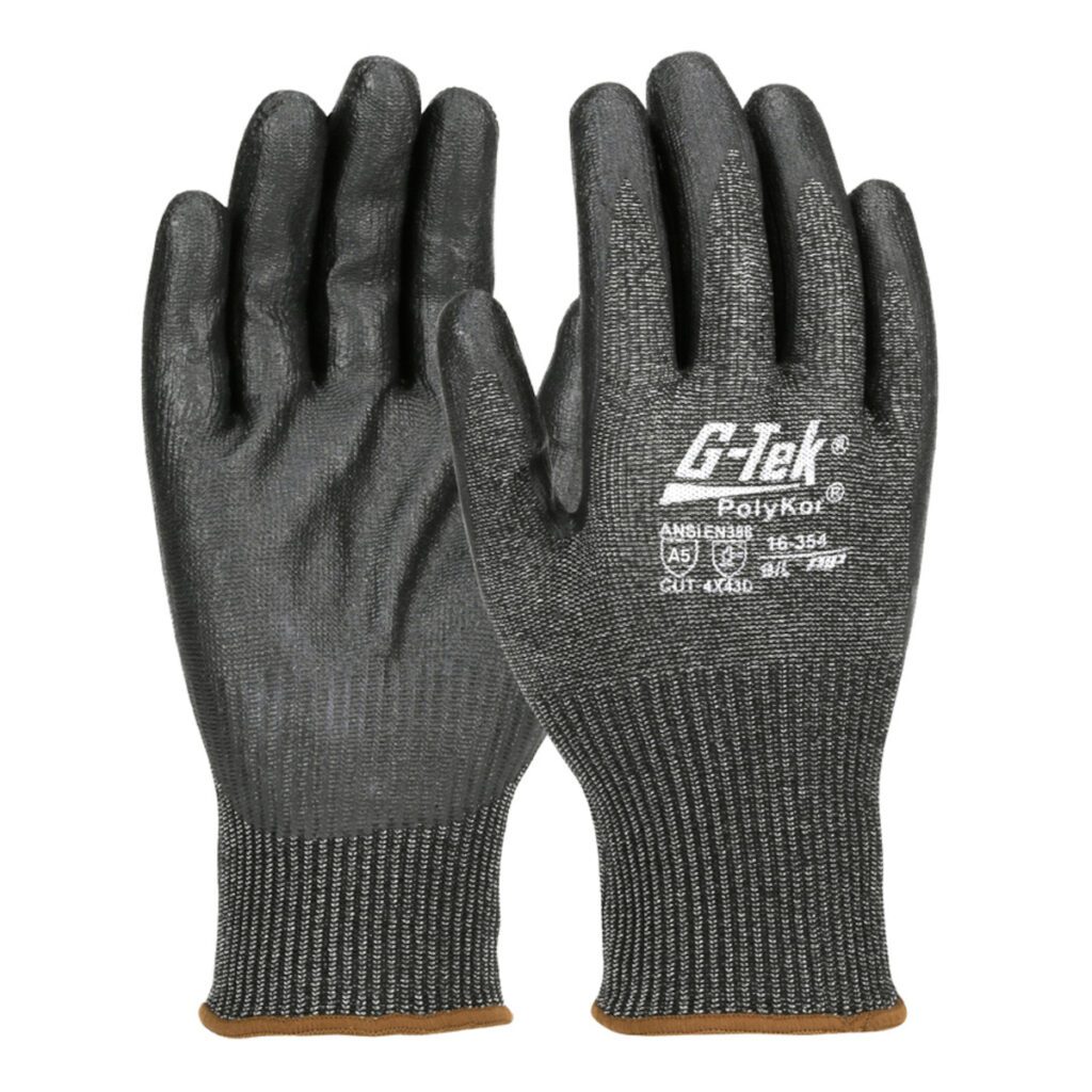 G-Tek® PolyKor® Seamless Knit PolyKor® Blended Glove with Nitrile Coated Foam Grip on Palm & Fingers