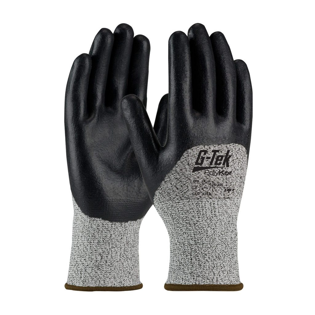 G-Tek® PolyKor® Seamless Knit PolyKor® Blended Glove with Nitrile Coated Foam Grip on Palm, Fingers & Knuckles