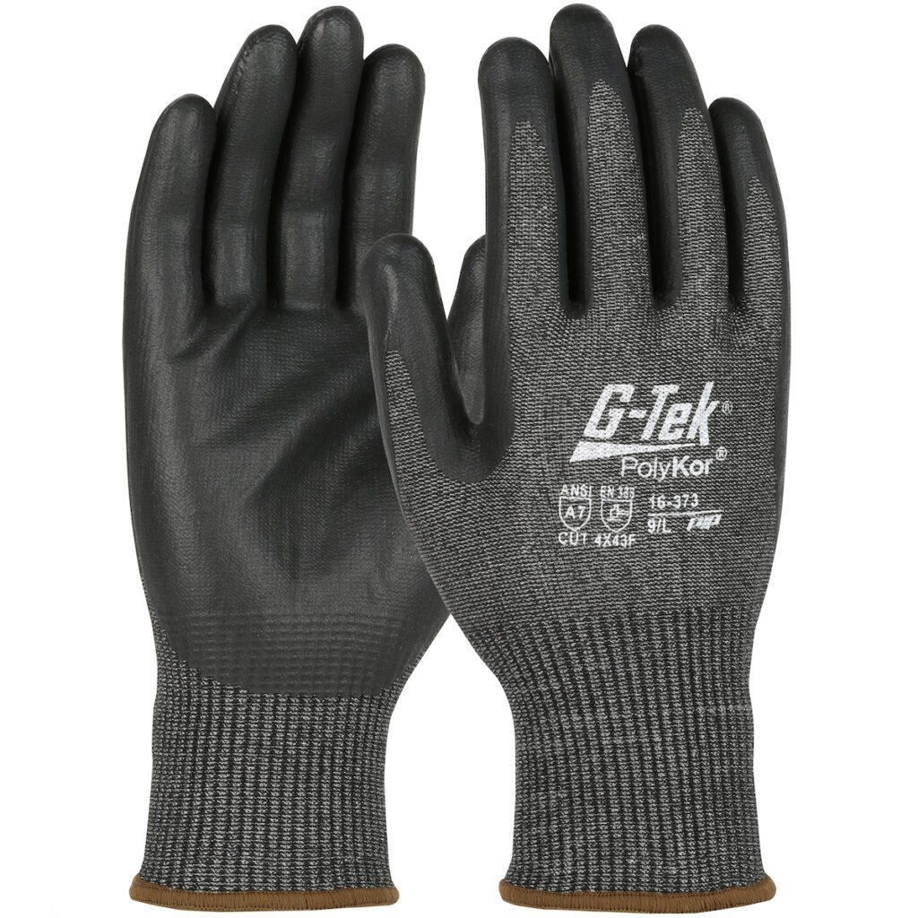 G-Tek® PolyKor® Seamless Knit PolyKor® Blended Glove with Nitrile Coated Foam Grip on Palm & Fingers – Touchscreen Compatible
