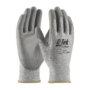 G-Tek® PolyKor® Industry Grade Seamless Knit PolyKor® Blended Glove with Polyurethane Coated Flat Grip on Palm & Fingers - Bulk Pack