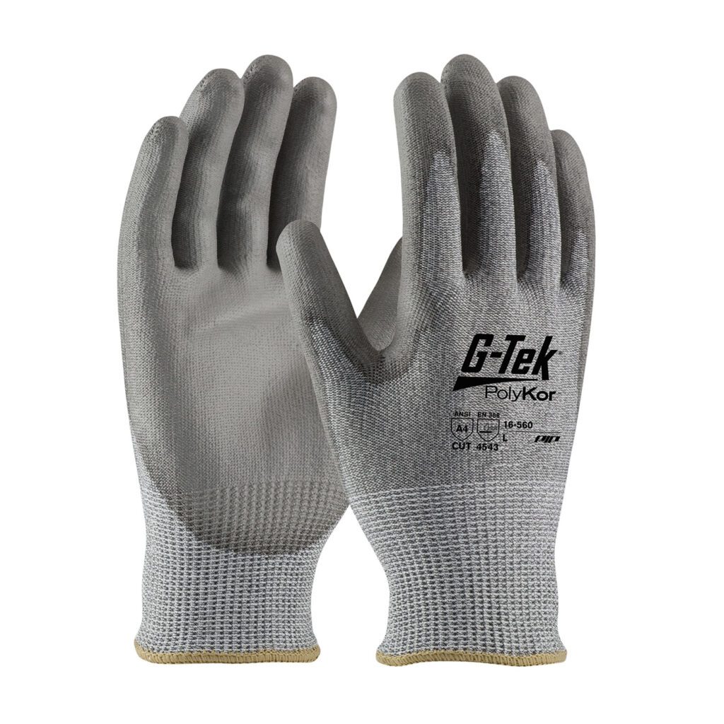 G-Tek® PolyKor® Seamless Knit PolyKor® Blended Glove with Polyurethane Coated Flat Grip on Palm & Fingers