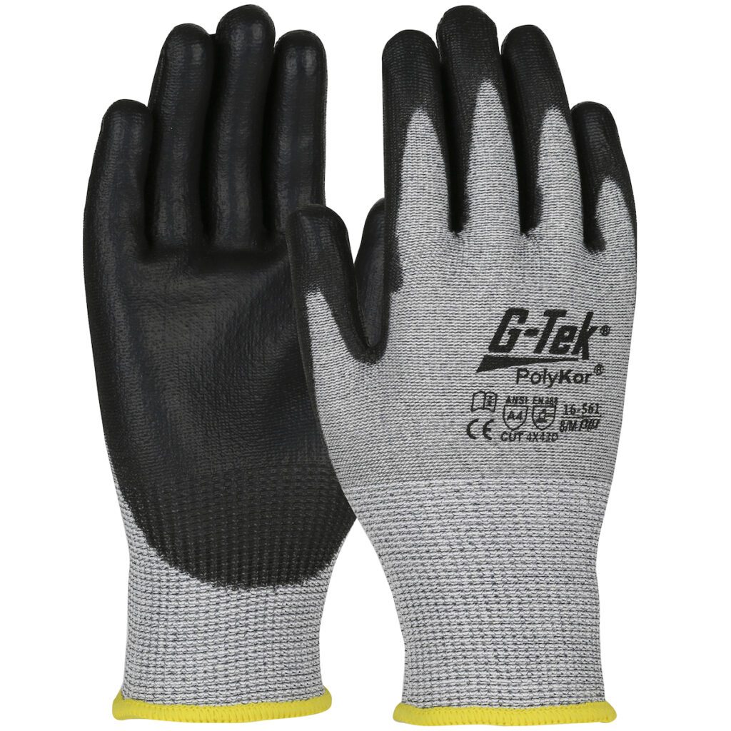G-Tek® PolyKor® Seamless Knit PolyKor® Blended Glove with Polyurethane Coated Flat Grip on Palm & Fingers - Touchscreen Compatible