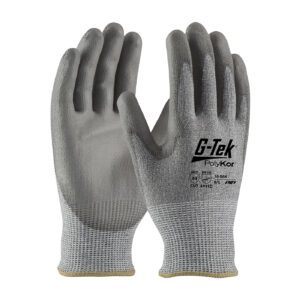 G-Tek® PolyKor® Industry Grade Seamless Knit PolyKor® Blended Glove with Polyurethane Coated Flat Grip on Palm & Fingers - Bulk Pack