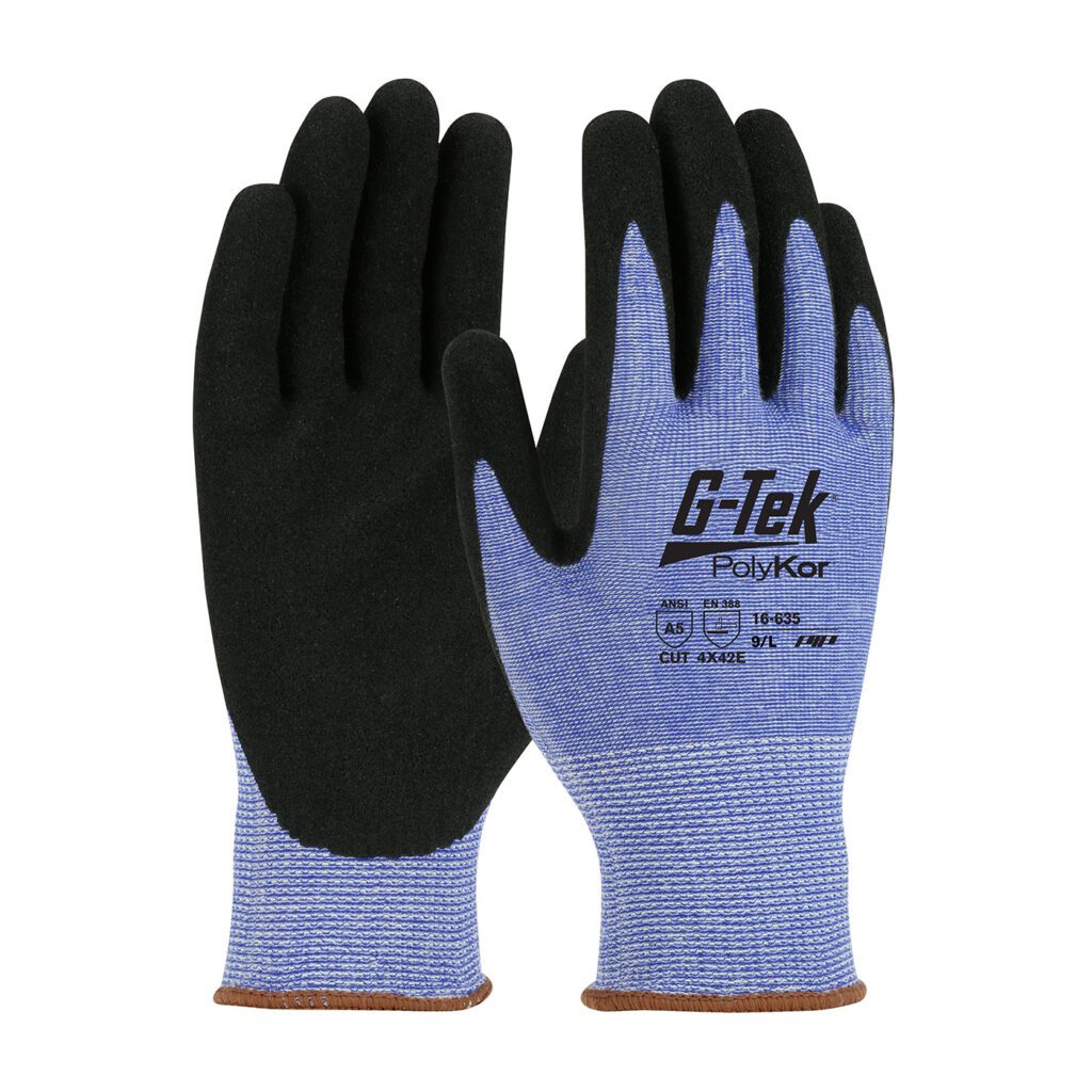 G-Tek® PolyKor® Seamless Knit PolyKor® Blended Glove with Nitrile Coated MicroSurface Grip on Palm & Fingers