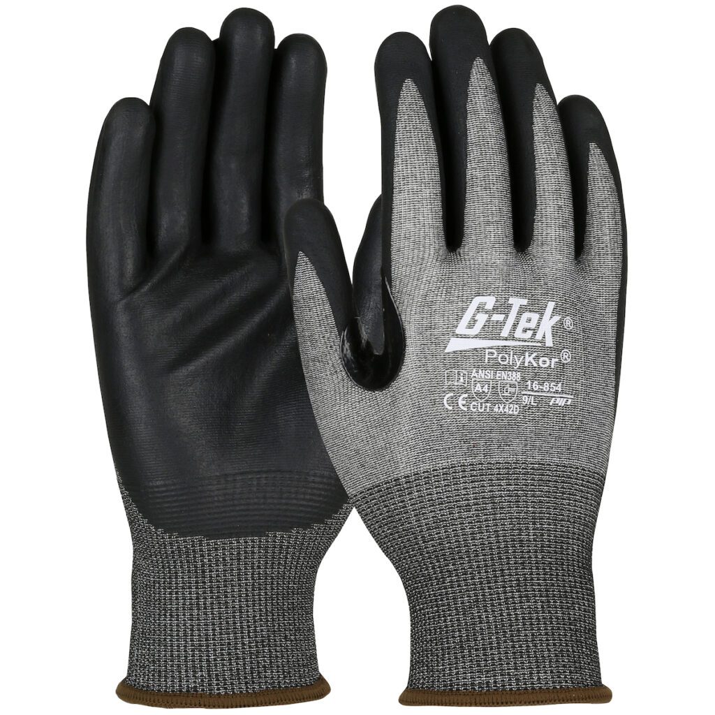 G-Tek® PolyKor® Seamless Knit PolyKor® Blended Glove with Nitrile Coated Foam Grip on Palm & Fingers - Touchscreen Compatible - 18 Gauge