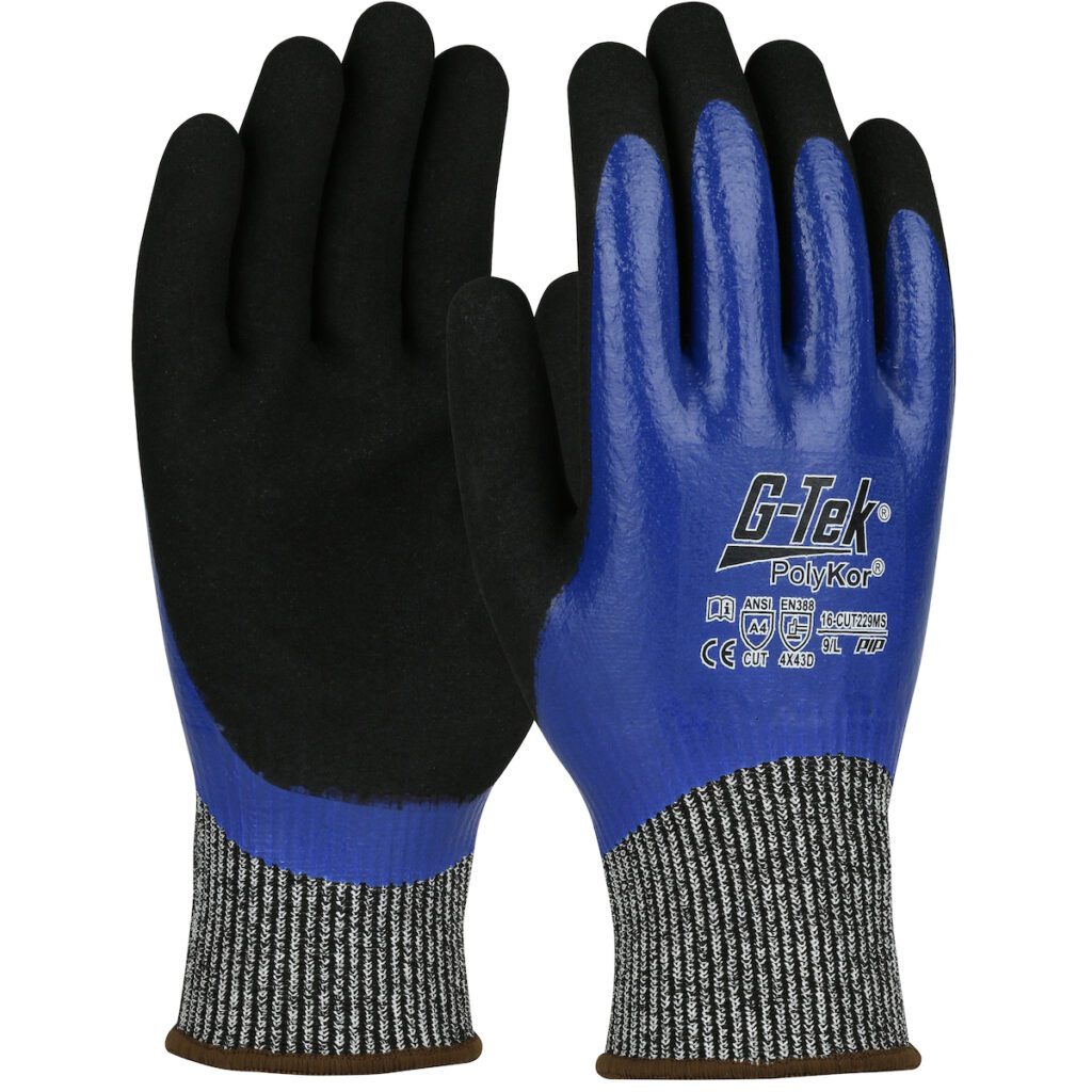 G-Tek® PolyKor® Seamless Knit PolyKor™ Blended Glove with Double-Dipped Nitrile Coated Microsurface Grip on Full Hand