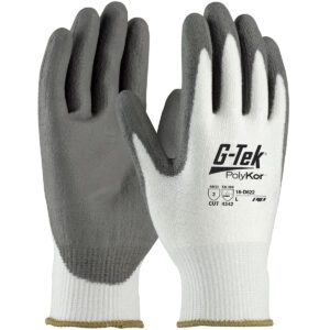 G-Tek® PolyKor® Seamless Knit PolyKor® Blended Glove with Polyurethane Coated Flat Grip on Palm & Fingers