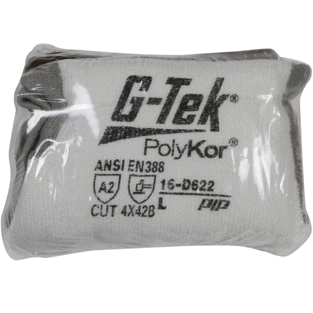 G-Tek® PolyKor® Seamless Knit PolyKor® Blended Glove with Polyurethane Coated Flat Grip on Palm & Fingers - Vend-Ready