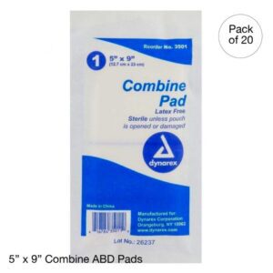 Kemp USA Combine ABD Pads, Sterile 5x9 (20 Boxes Of 20 Pcs)