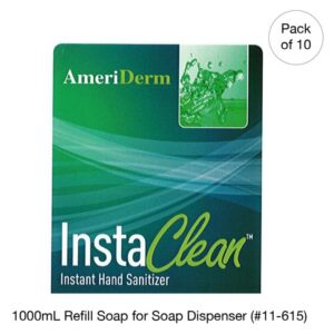 Kemp USA Hand Sanitizer Soap, 70% Ethyl Alcohol, 1,000mL (1 Pack Of 10)