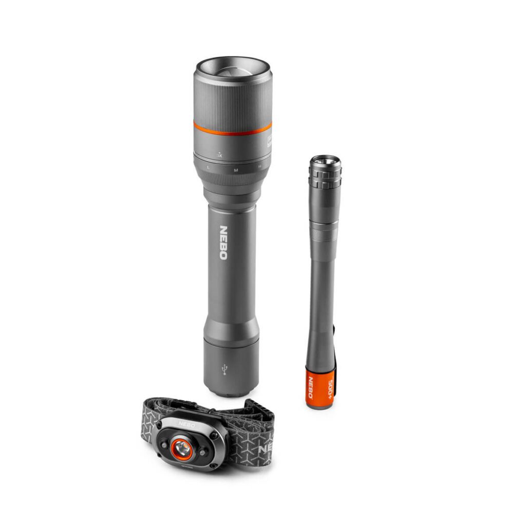 Nebo 3-Piece Essentials Kit Rechargeable, Hand-Held, and Hands-Free Lighting