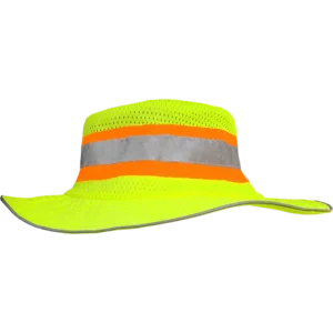 Reflective Apparel Safety Hat: Hi-Vis Lime Ranger Style Hat: ANSI HW: Contrasting Trim