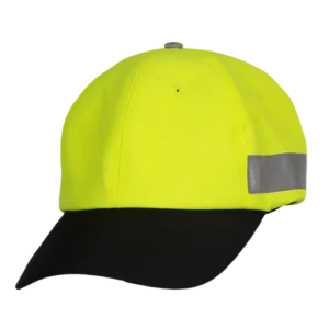 Reflective Apparel Safety Baseball Hat: Hi-Vis Lime & Black Cap
