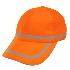 Reflective Apparel Safety Baseball Hat: Hi-Vis Orange Adjustable Cap