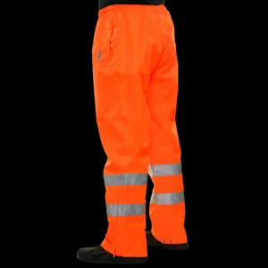 Reflective Apparel Safety Pants: Orange High Visibility Pants: Breathable Waterproof: ANSI E