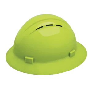 Reflective Apparel Hi-Vis Lime Full Brim Vented Rachet Suspension Hard Hat