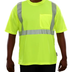 Reflective Apparel Hi-Vis Lime Birdseye Hi-Vis Pocket Safety High Visibility Shirt with Comfort Trim