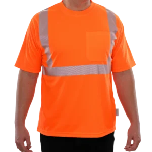Reflective Apparel Hi-Vis Orange Safety Shirt Birdseye Pocket with Comfort Trim
