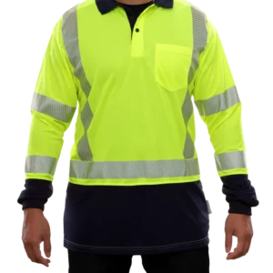 Reflective Apparel Hi-Vis Two-Tone Long Sleeve Pocketed Safety High Visibility Polo Shirt