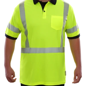 Reflective Apparel Lime-Navy Birdseye Pocketed Safety High Vis Safety Polo Shirt