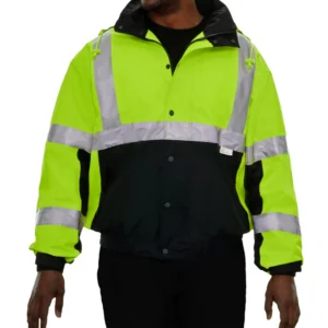Reflective Apparel Safety Jacket: Hi-Vis Bomber: Zip-Out Liner: Breathable Waterproof