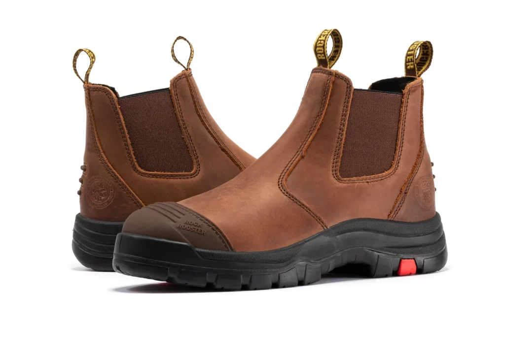 Rock Rooster Gammon Brown 6 Inch Pull-On Steel Toe Leather Work Boots
