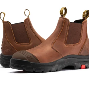 Rock Rooster Gammon Brown 6 Inch Pull-On Steel Toe Leather Work Boots