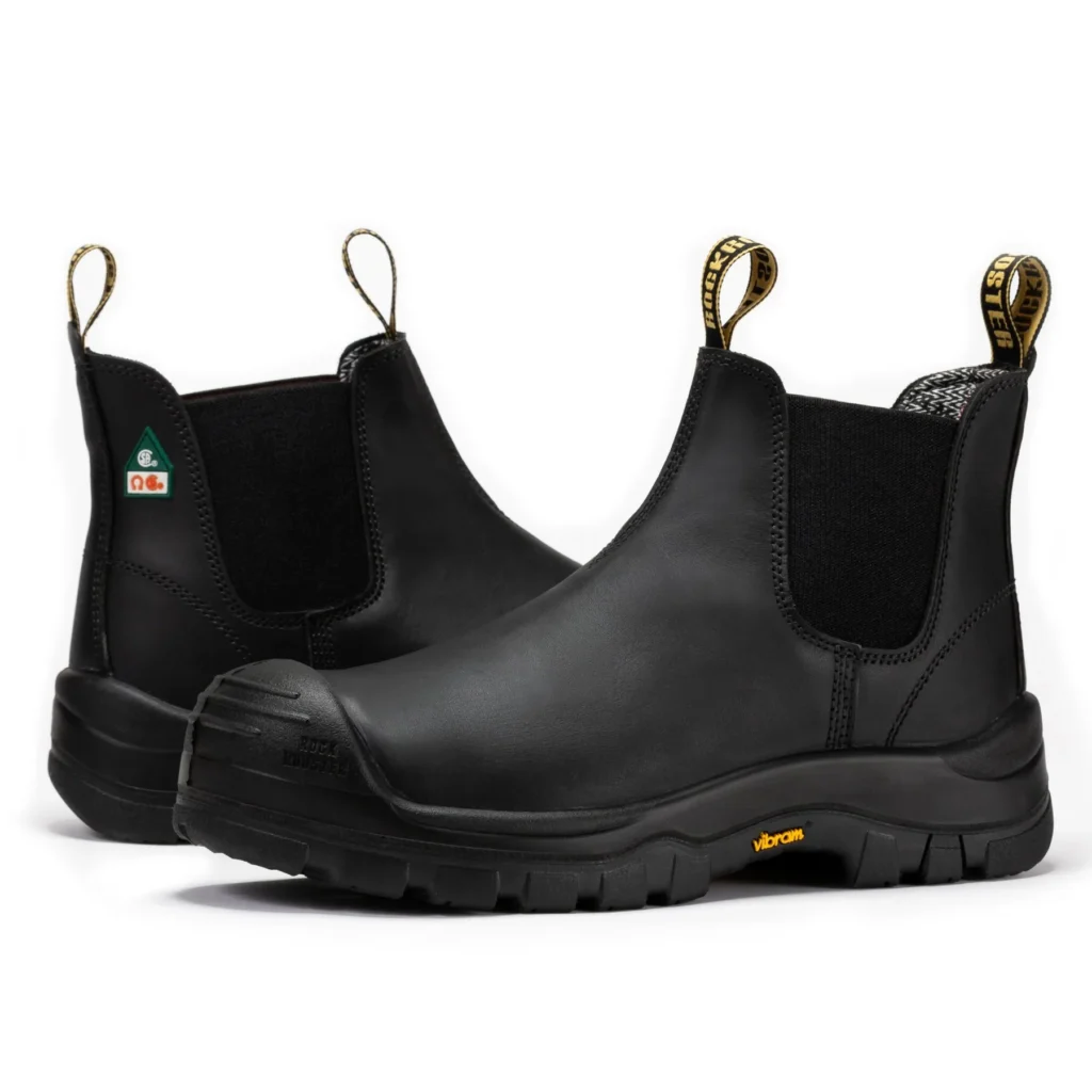 Rock Rooster Beaufort Men's Black 6 Inch Composite Toe Pull-On Leather Work Boots
