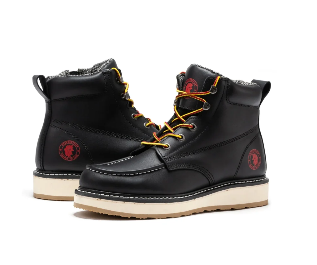 Rock Rooster Magnolia Men's 6 Inch Black Soft Toe Zip Sided Wedge Work Boots
