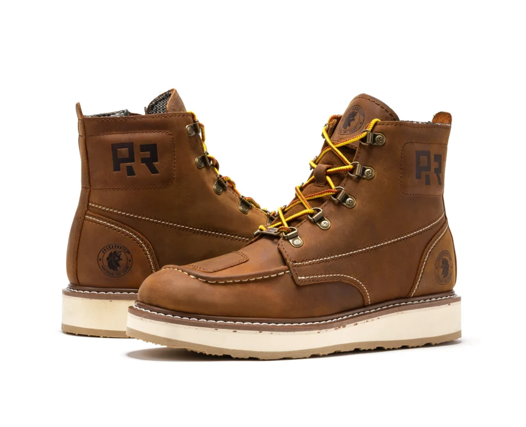 Rock Rooster magnolia Men's 6 Inch Brown Zip Sided Soft Toe Wedge Work Boots
