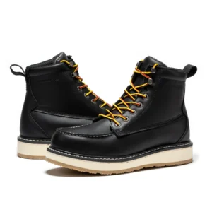 Rock Rooster Trinidad Men's 6 Inch Black Steel Toe Wedge Work Boots