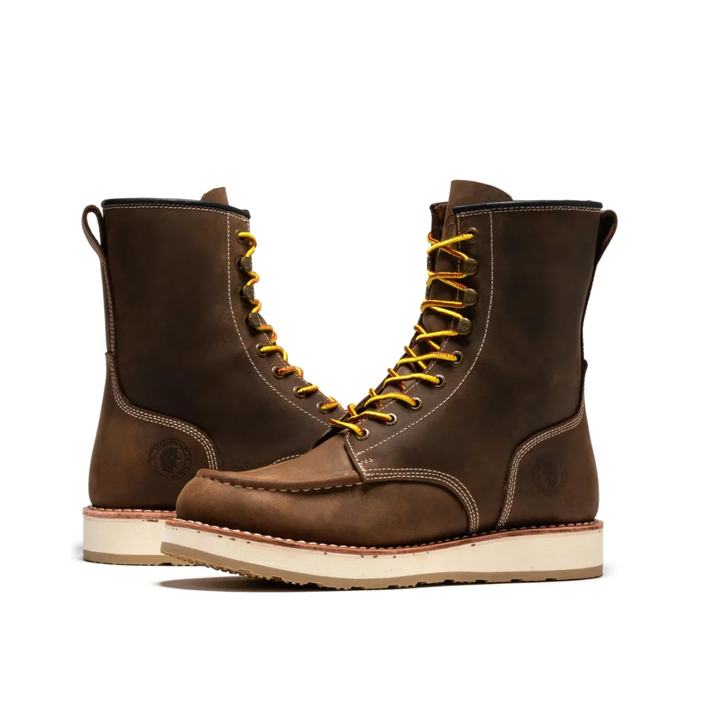 Rock Rooster Mantua Men's 8 Inch Dark Brown Soft Toe Wedge Work Boots