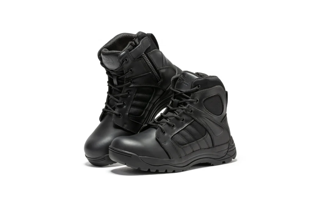 Rock Rooster Botas Pro Black Men's 6 Inch Side Zipper Rubber Sole Tactical Boots