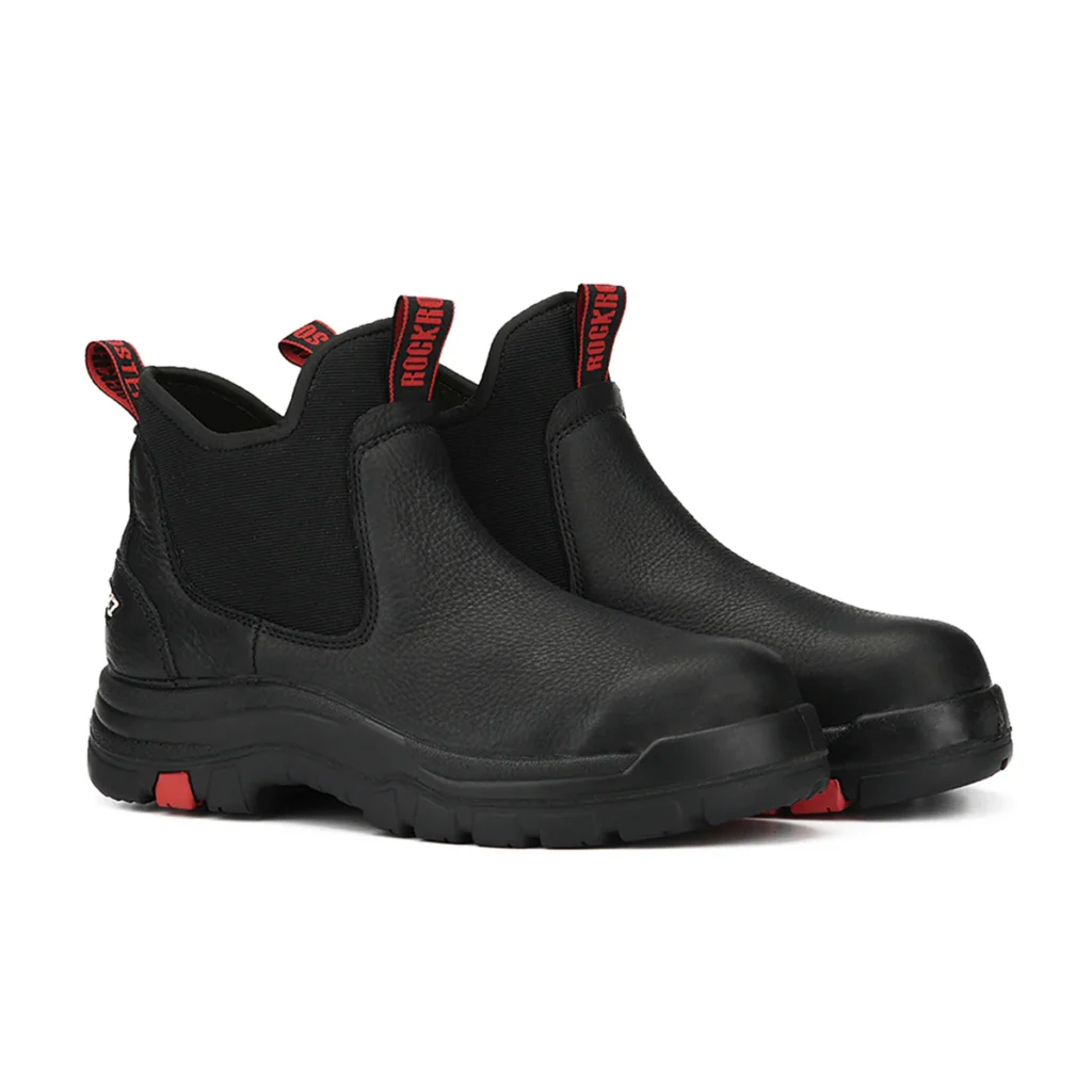 Rock Rooster Bakken 6 Inch Steel Toe Black Leather Waterproof Work Boots